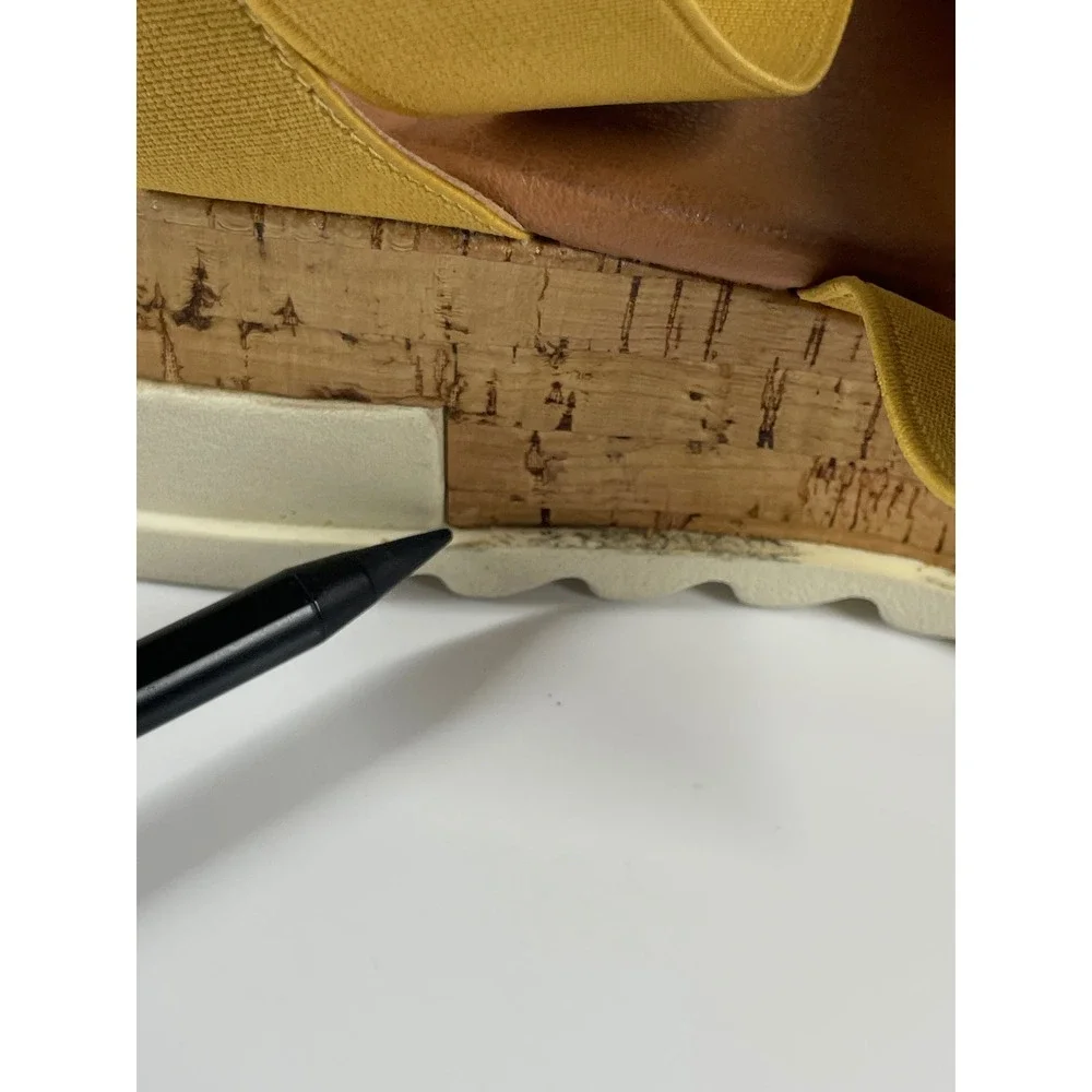 Sz 10 Dream Pairs Reed Mustard Yellow Elastic Platform Wedge Sandals Womens